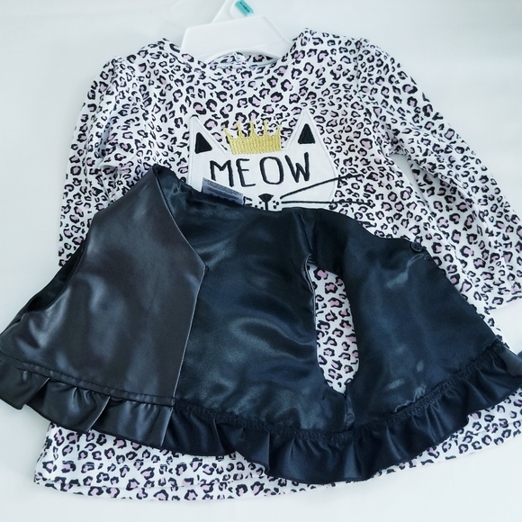 NWT Baby Glam Baby Girl Outfit Cat Print Dress and Vest 2-Piece Set - Picture 8 of 16